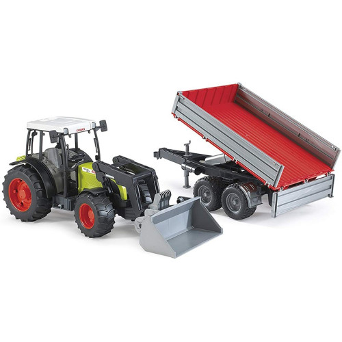 Trattore giocattolo Bruder Claas Nectis 267 F con carico frontale e rimorchio ribaltabile