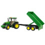 Trattore giocattolo Bruder John Deere 5115M con rimorchio ribaltabile