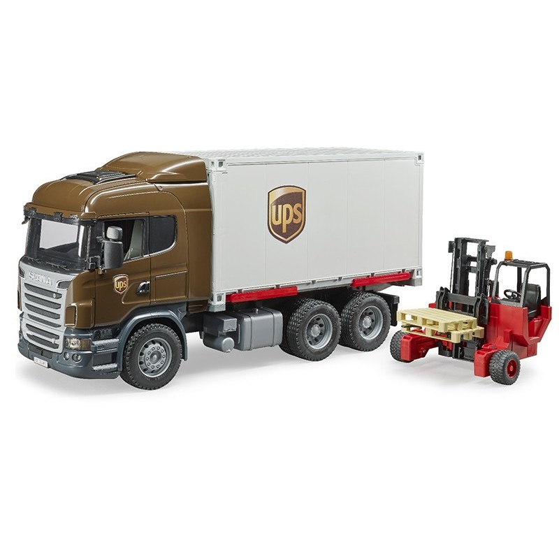 Acquista online Camion giocattolo Bruder Scania UPS con elevatore  trasportabile - Camion BRUDER – ScifoStore